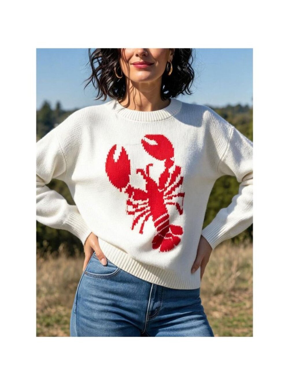 Lobster Graphic Crew Neck Sweater